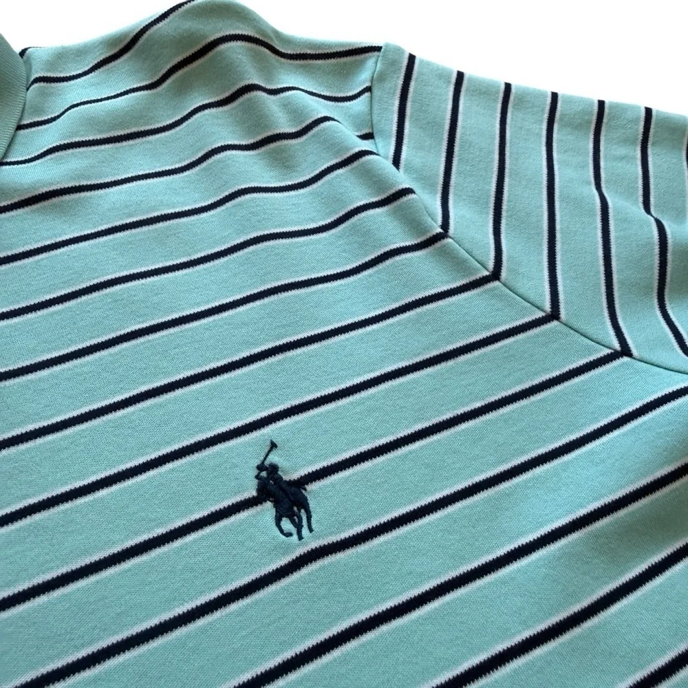 Polo Ralph Lauren Polo Shirt Mens XL Blue Striped Short Sleeve Pony Logo Casual